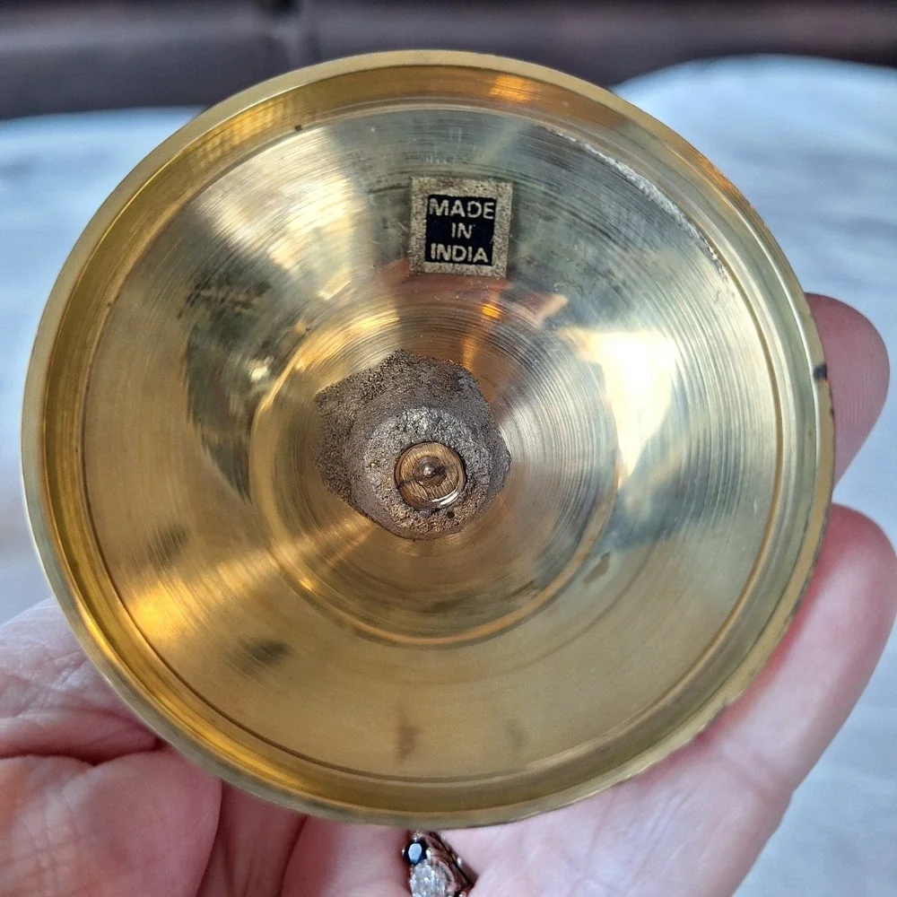 Vintage 1989 Solid Brass Flower Bud Vase 8.25 inches Hand‎ Made Made In India